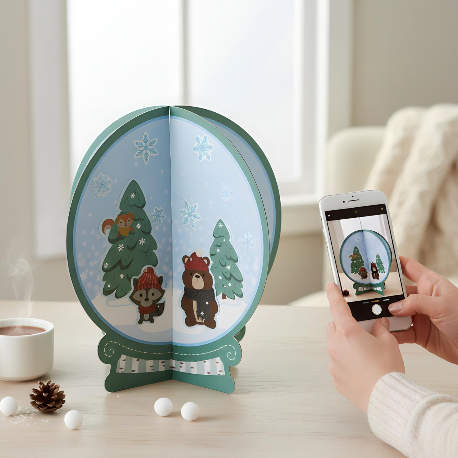 Fun Express Winter Woodland Snow Globe Centerpiece Repositionable Sticker Scenes - 12 Pieces