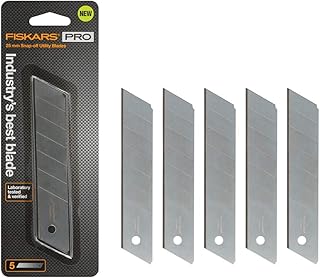 FIskars Pro Utility Knife Replacement Blades, 25mm Snap-Off Carbon Ax Blades, Pack of 5