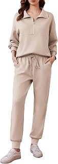 2 Piece Sets for Women 2025 Fall Travel Outfits Long Sleeve Tracksuit Joggers Sets Half Zip Sweatsuit Matching Set