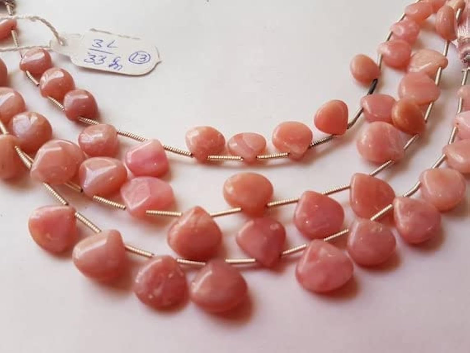 Briolette opale rose LKBEADS cœurs facettés 13mm en pierres naturelles premium