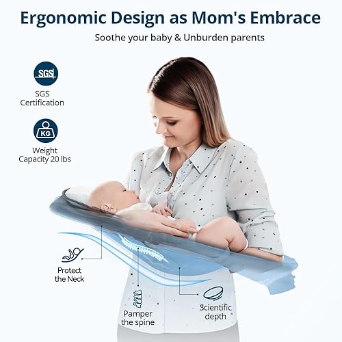 Miniatura 3 de Bioby Columpio para bebés con 5 velocidades de balanceo naturales, balancín de música portátil Bt con control remoto y arnés de 5 puntos, balancín