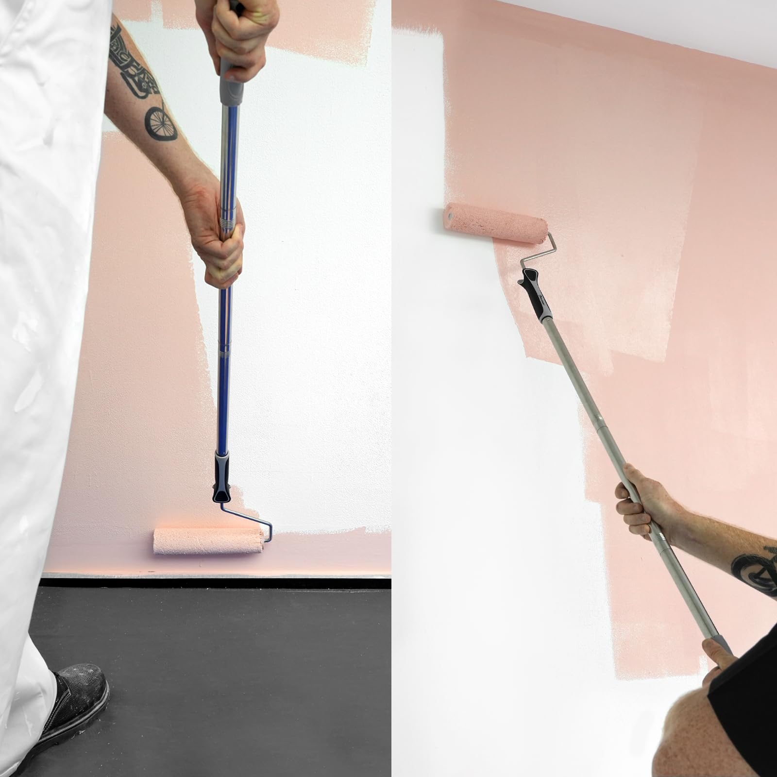 ROLLINGDOG Kit di 11 rulli per pittura da 22,9 cm con telaio, asta di estensione, vassoio di vernice con fodere, pennelli, detergente per rullo e nastro adesivo per pittura a parete, soffitto, casa