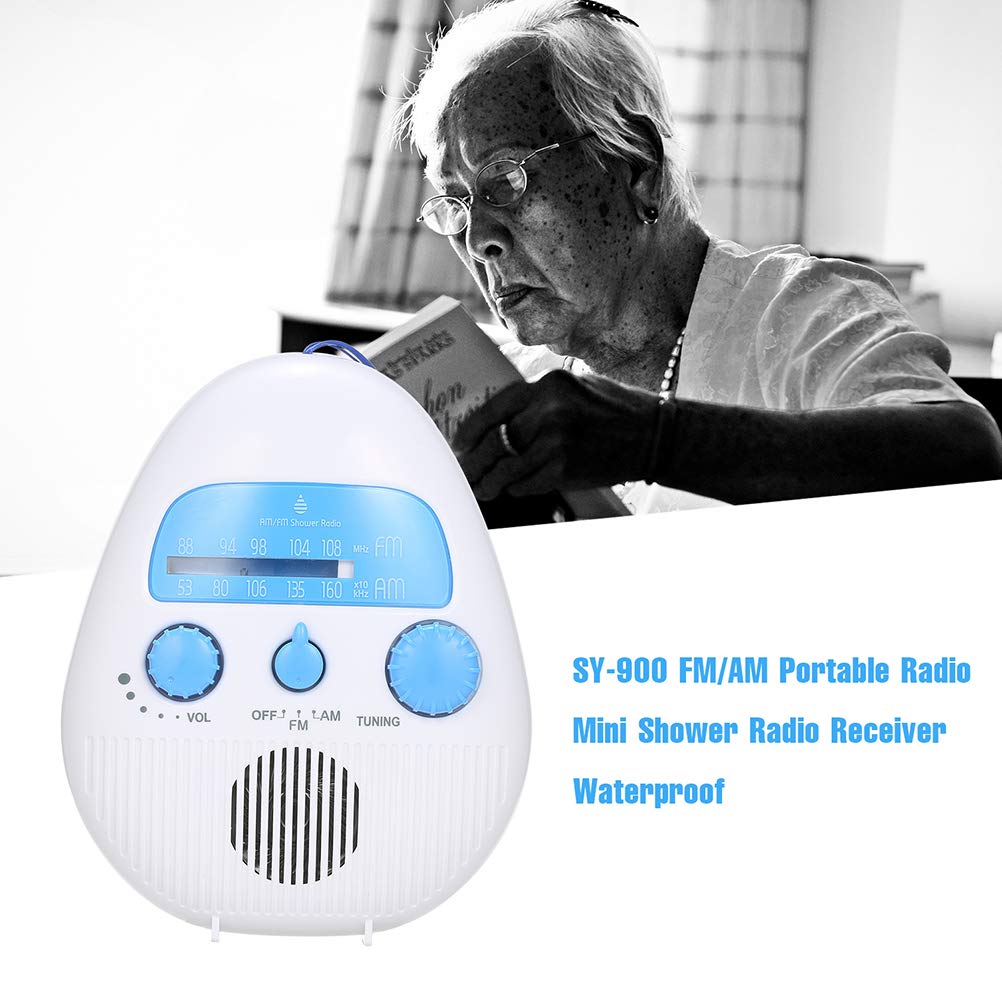Tragbare Badezimmer Dusche Radio, Wasserdicht, Schwarz, Batteriebetrieben, FM/AM Radio, 87.5-108 MHz, Auxiliary, 2 AA Batterien