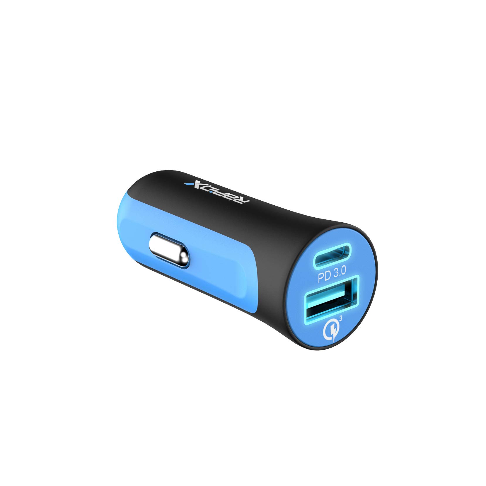 RapidX X2PD 30W USB-C PD Compact & Fast Dual Car Charger iPhone 14/13 / 12/11 / X / 8, Samsung Galaxy S22 S21 S20 S10 Note - Blue