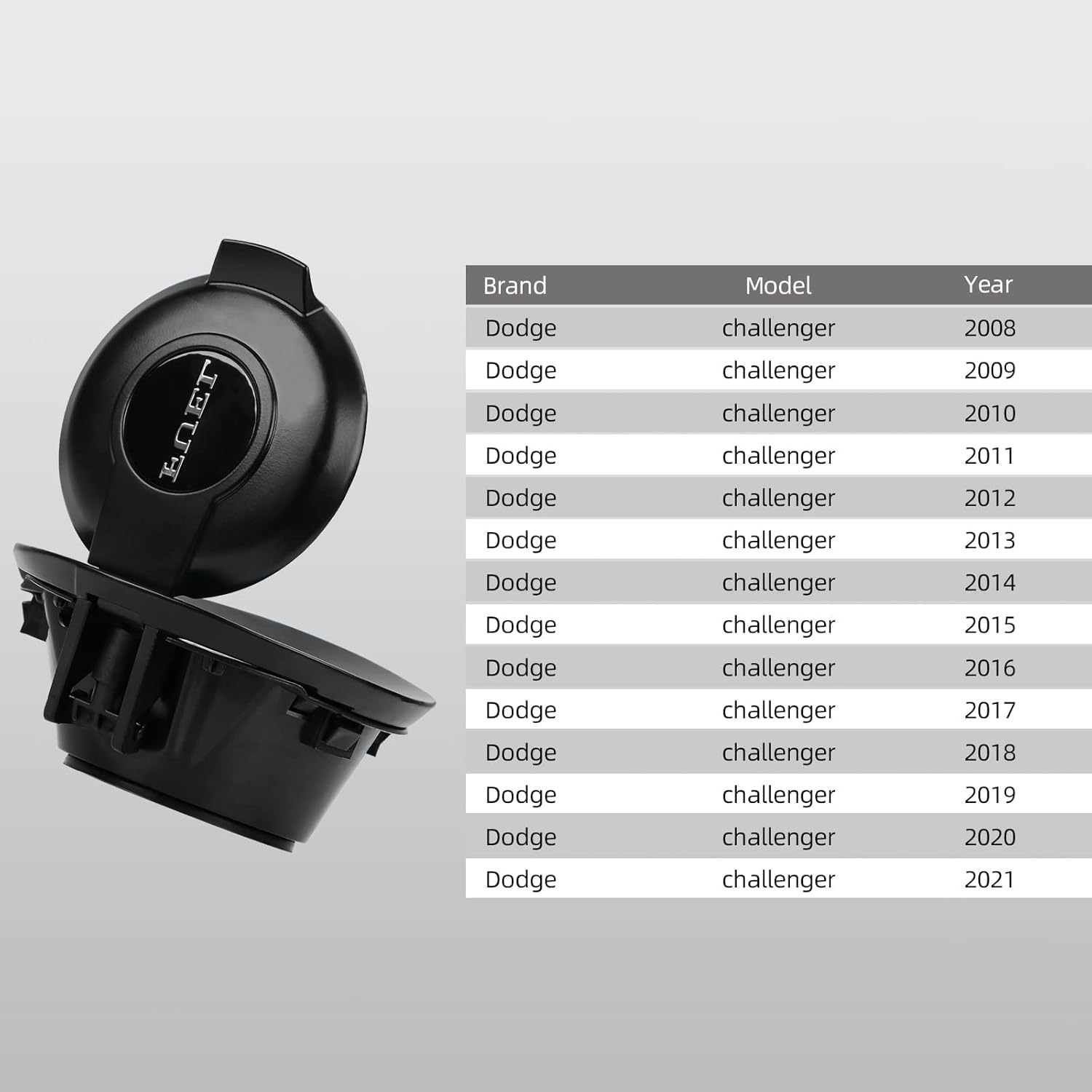 68250120AA Fuel Filler Door Cap Matte Black Gas Cover Cap Vapor Edition Compatible with 2008-2023 Dodge Challenger