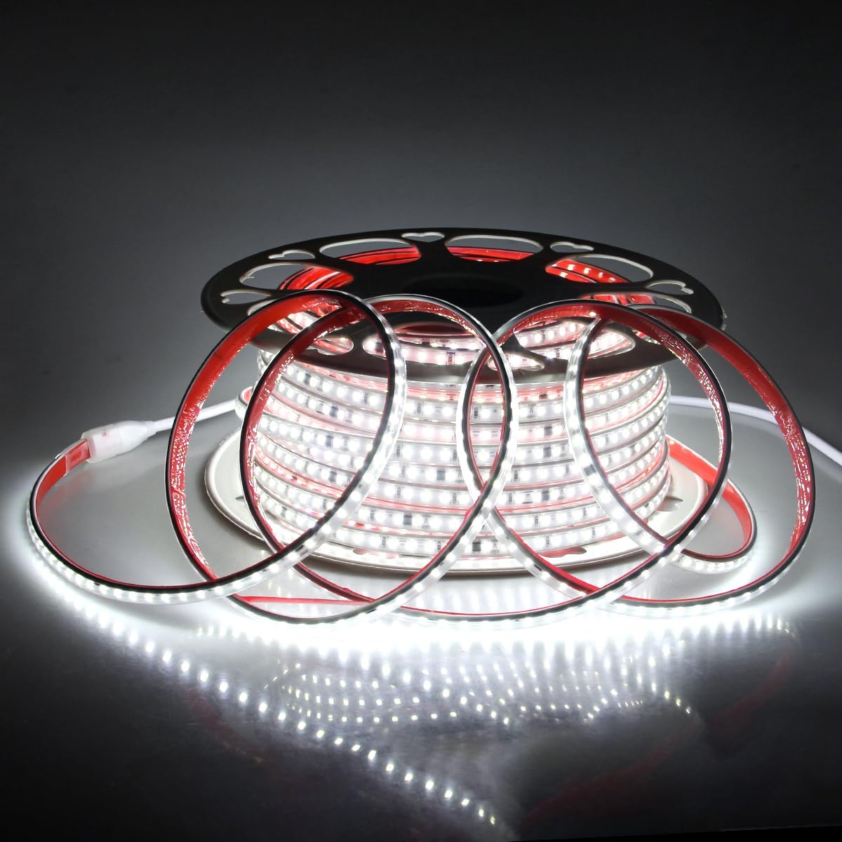 Aclorol 45M Outdoor Led Strip Lights Waterproof 150FT AC 110V-130V Flexible LED Rope Lights Outdoor Cool White 6000K Cuttable LED Lights String for Garden Patio Indoor Decorative Lighting 120LEDs/M