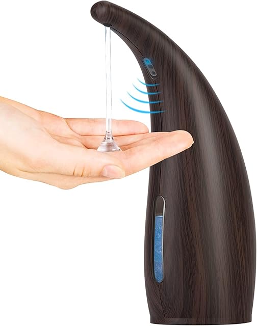 Touchless Soap Dispenser, Automatic Soap Pump, Battery Operated Hand Sanitizer Dispenser for Kitchen, Bathroom and Shower - 300ML Brown