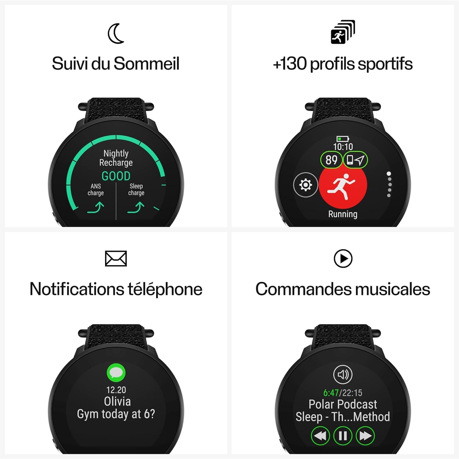 Polar Unite - Montre Connectée - Montre Fitness Étanche avec GPS connecté, Suivi du Sommeil, Guide d'entraînement Quotidien, Mesure de la Récupération – Cardiofréquencemètre au Poignet