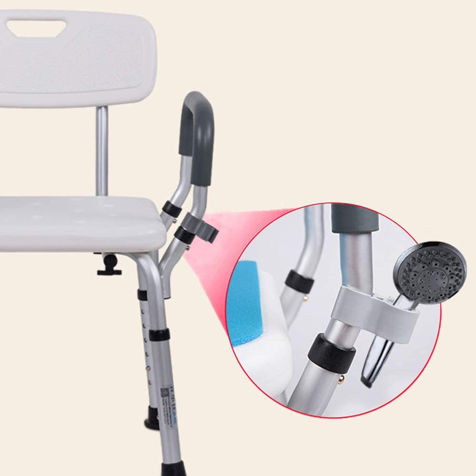 Sillas de Ducha para Ancianos con Reposabrazos y Taburete de Ducha Respaldo, Asientos de Ducha Asiento de Ducha Antideslizante Regulable en Altura, Ayudas de Ducha para Minusválidos y Adultos