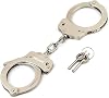 POLICE Handcuffs Double Lock Steel Professional Law Enforcement Heavy Duty Metal - Silver