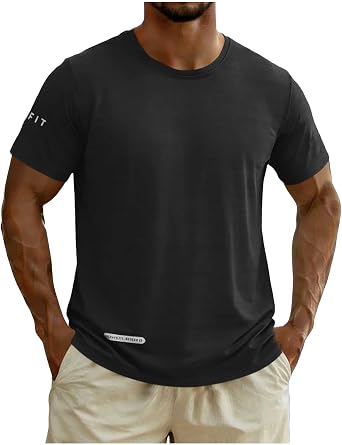 Mens Active T Shirts Casual Summer Short Sleeve Athletic Tops Breathable Gym Running Tee Pullover Tops