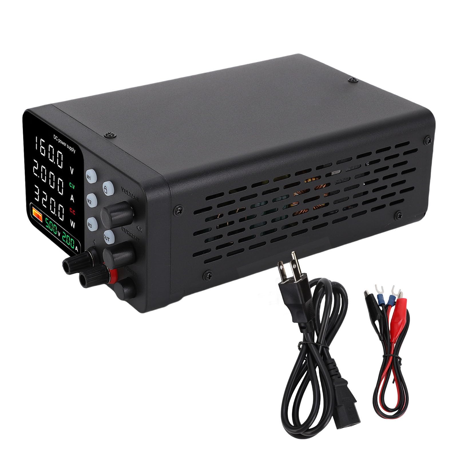 Fafeicy Fuente de Alimentación CC de 150 W Fuente de Alimentación de Banco Variable Ajustable con Carga Rápida USB Botón de Activación de Salida de 18 W para un Trabajo Seguro Carga (Enchufe UE 230V)