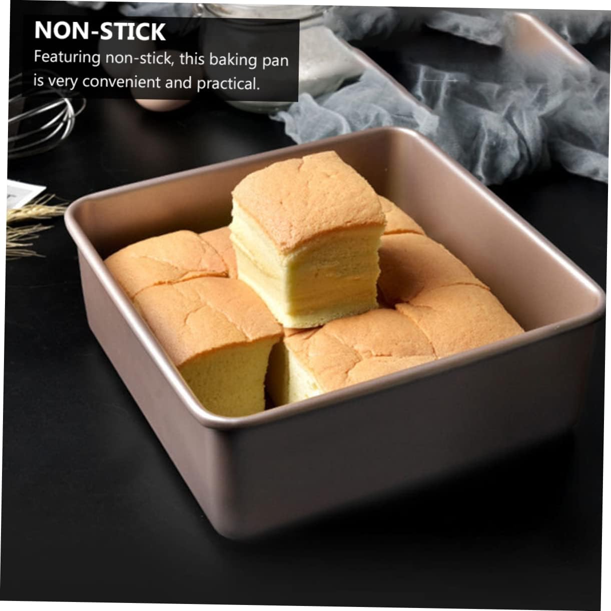 Square Non-stick Cake Pan Baking Pan Stainless Steel, Even Heating