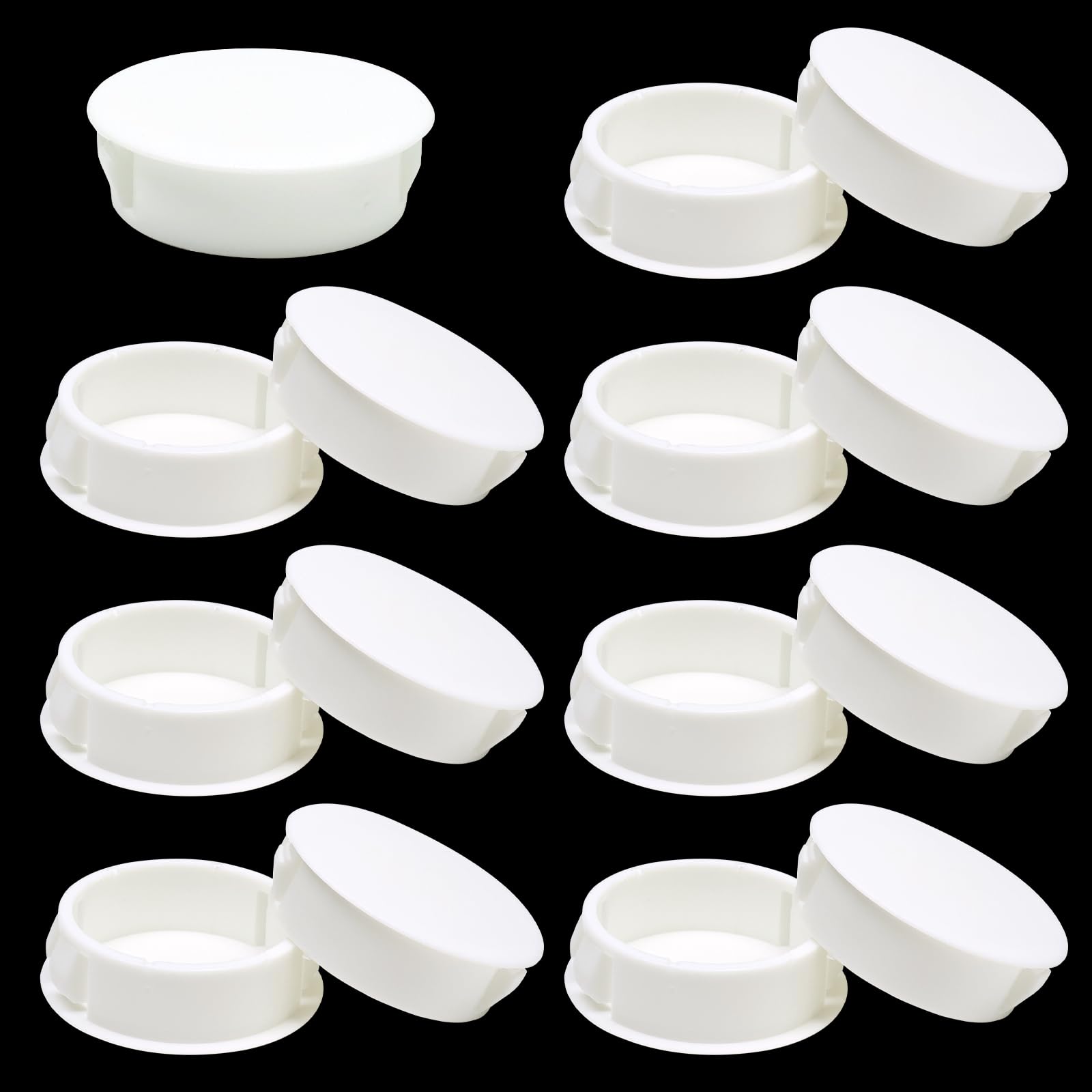 1-1/4 In/32 mm White Plastic Hole Plugs, Door Screw Hole Cover