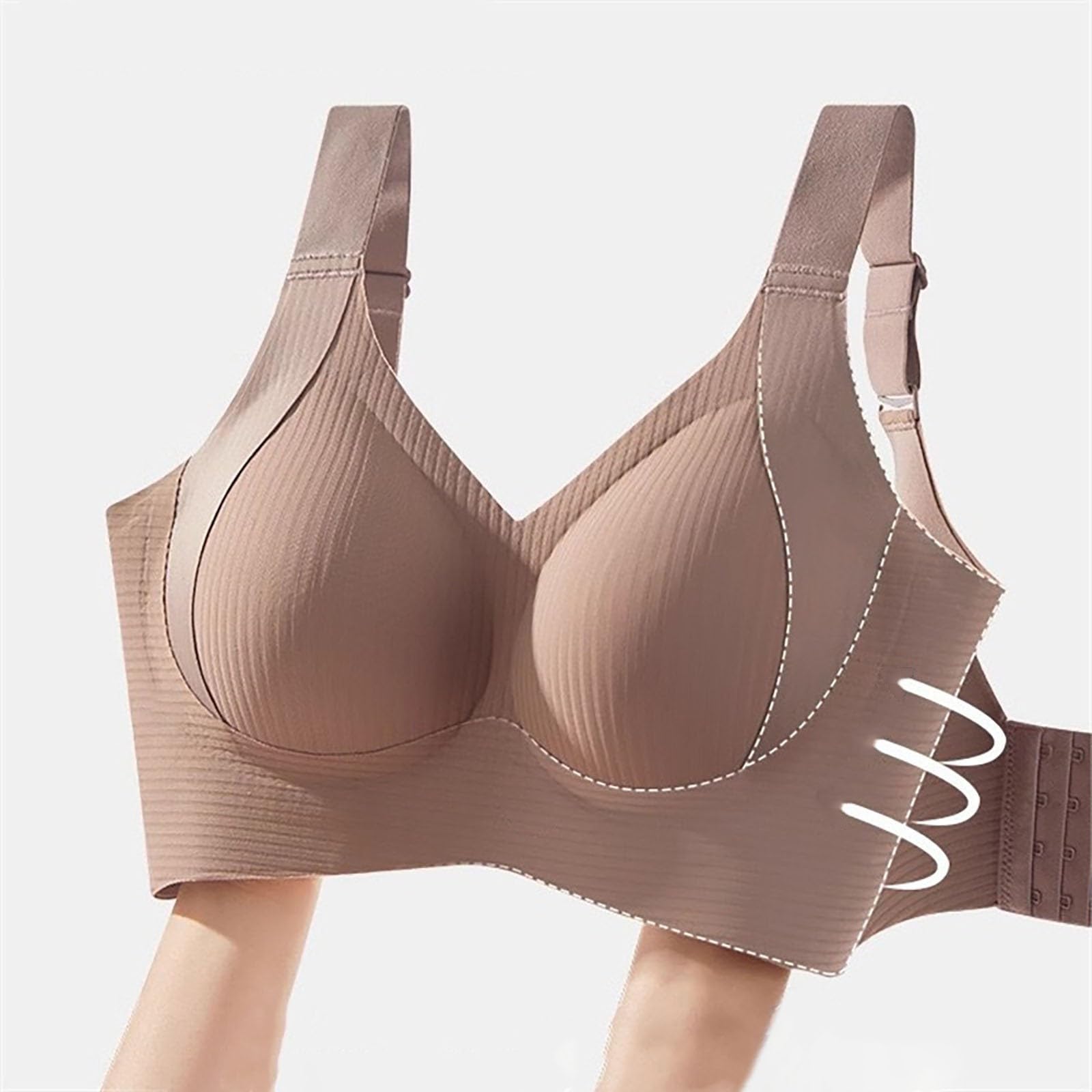 Reggiseni Comfort da Donna UK Sport Push Up Senza Cuciture Confezione da 3 Wireless a Costine Grandi Seni Cadenti Top da Donna Anziani Sport Support Lift Reggiseno Morbido Regolabile Comfort ad Alto