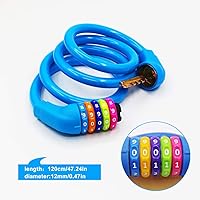 Vista 2 de Candados de bicicleta - Candado de cable reiniciable de 4 pies - Candado de bicicleta con combinación de 5 dígitos autoenrollable (azul)