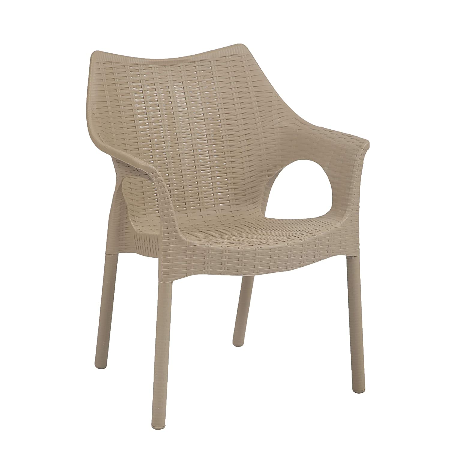 HomiQ Supreme Cambridge Heavy Plastic Chair| Oversized Arm Chair for Indoor and Outdoor Use|Weight Bearing Capacity Upto 250Kg (Color: Beige, Set of 2 Chairs) 3