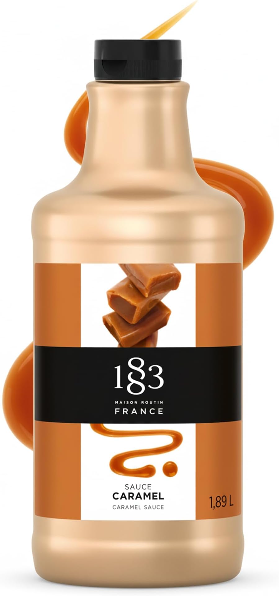Caramel Sauce 1.89L – Barista-Grade Beverage Base, Made in the French Alps, Perfect for Mochas, Lattes & Hot Chocolate, Vegetarian, Pump-Compatible Bottle