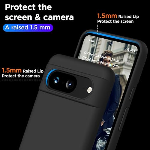 Miniatura 4 de Compatible con Pixel 8, funda de silicona líquida, funda protectora de cuerpo completo a prueba de golpes, forro de microfibra suave, funda delgada