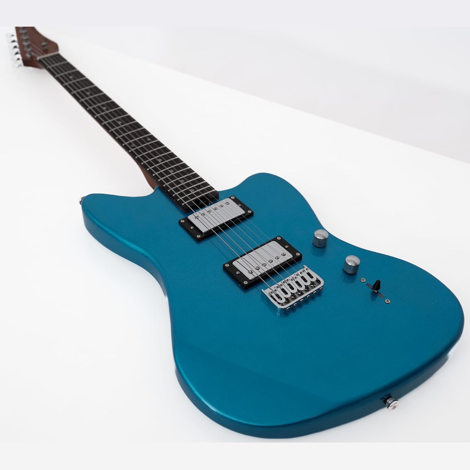 KGD Jazzmaster Mahogany Solid Body Electric Guitar,Roasted Maple Neck and Rosewood fingerboard,Bone Nut,6-String H-H Guitar,Professional/Full Size/Electric Guitars for Adults