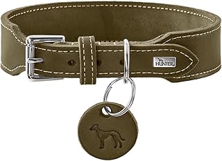 HUNTER Aalborg Extra Wide Collar Olive Extra Wide Soft Leather with Elegant Contrast Stitching Made in Germany Size 45 product image