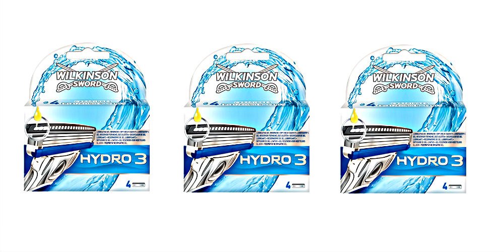 Wilkinson Sword Hydro 3 Razor Blades for Men 12 Blades - 3 Packs of 4 Blades