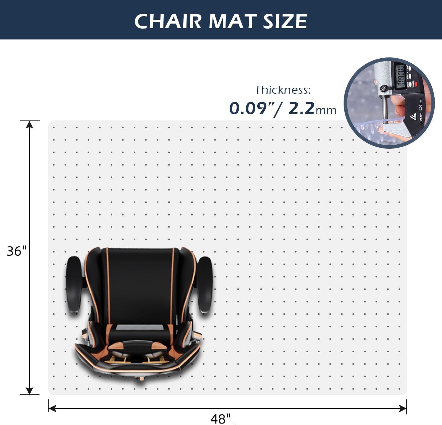 SALLOUS Chair Mat for Carpet, 36 x 48 Office Chair Mat for Carpeted Floors, Heavy Duty Vinyl Floor Mat with Grips, Floor Protector Computer Desk Mat for Home Office (Clear)