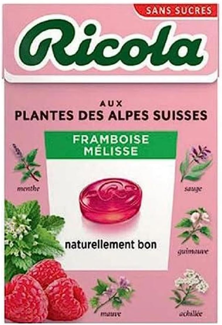 Ricola Słodycze melisa malinowa bez cukru – opakowanie 50 g