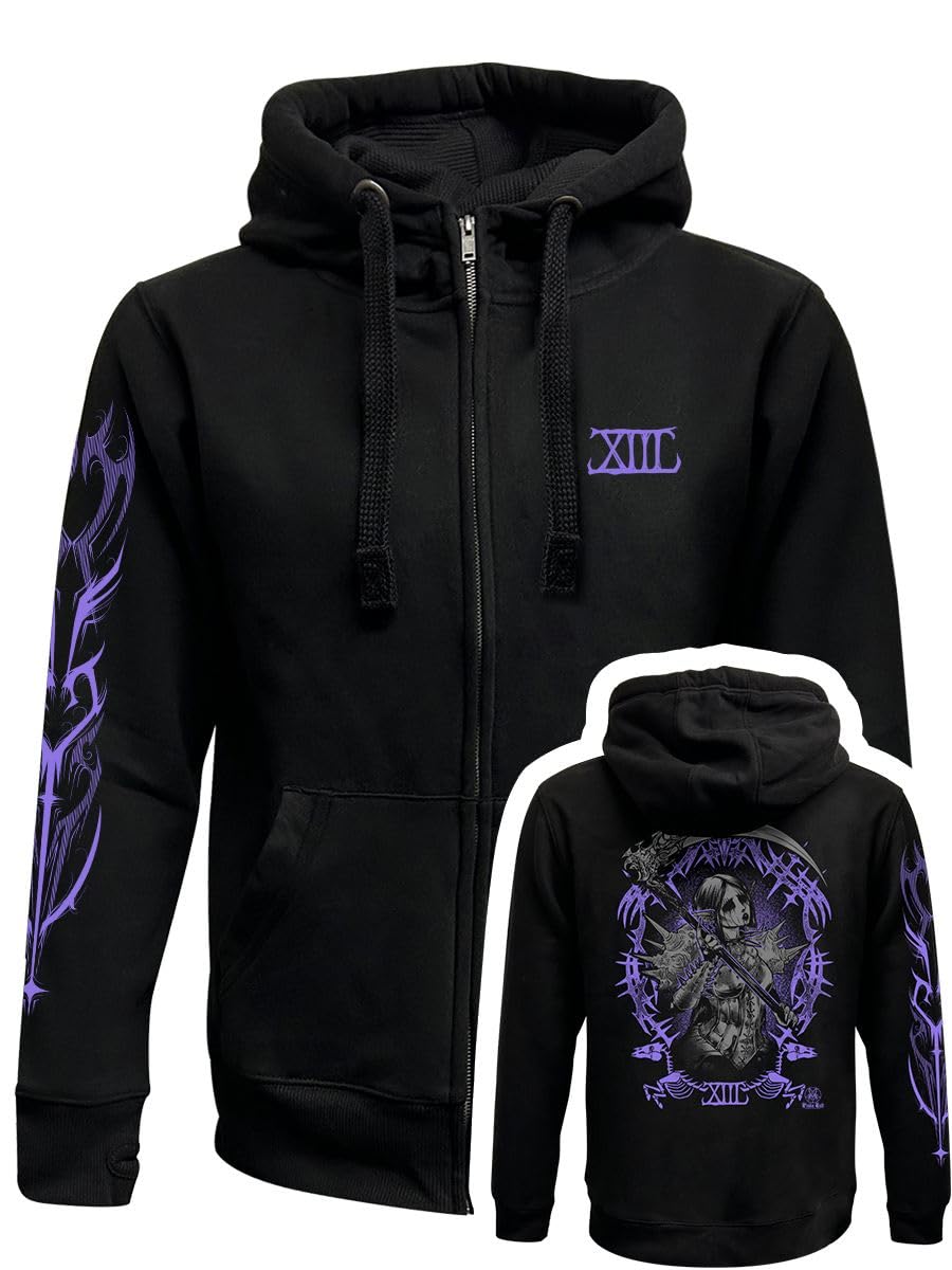 Pinku Kult Men's Black Death Zipped Premium Hoodie