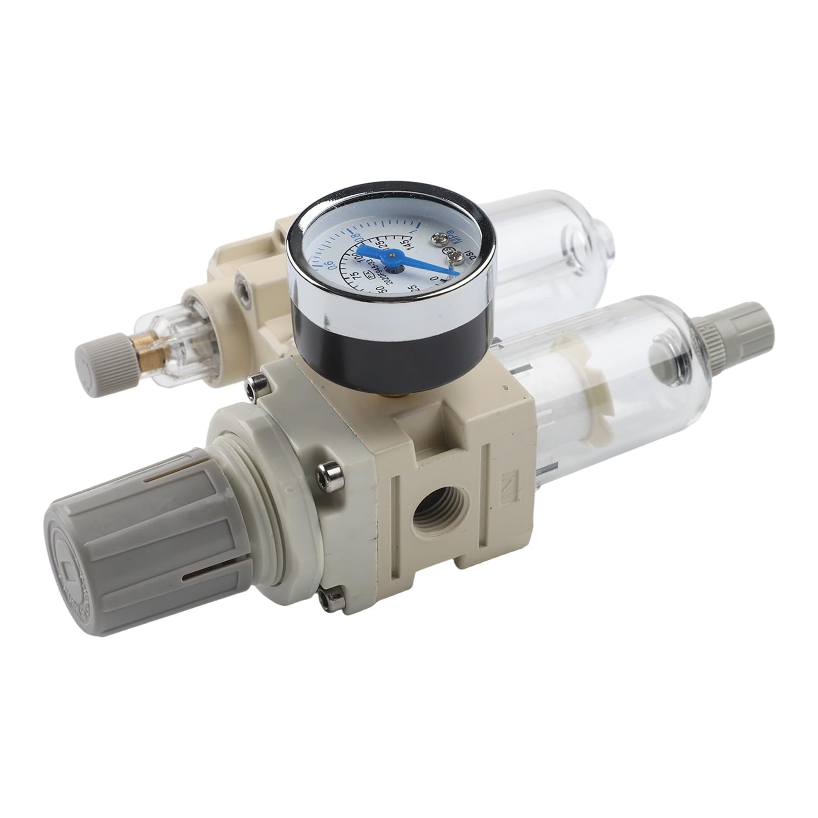 1 regulador de filtro de aire comprimido, filtro de aire comprimido, separador de agua y aceite, válvula reguladora, drenaje semiautomático