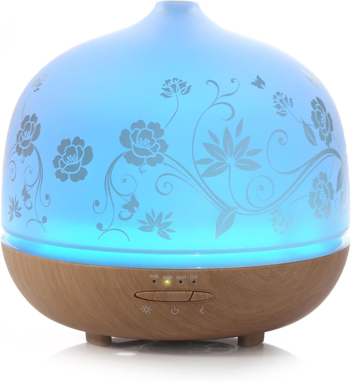 500ml Glass Aromatherapy Essential Oil Diffuser, ISELECTOR Ultrasonic Cool Mist Air Humidifier with 7 Changing LED Colors, Waterless Auto Shut-off