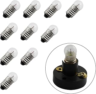 10-Pack E10 Mini Light Bulbs Screw Base Indicator Light Incandescent Bulb Old-Fashioned Flashlight Lamp for Physical Electrical Experiment 3.8V 0.3A (No Base)