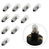 RuiLing 10-Pack E10 Mini Light Bulbs Screw Base Indicator Light Incandescent Bulb Old-Fashioned Flashlight Lamp for Physical Electrical Experiment 3.8V 0.3A (No Base)