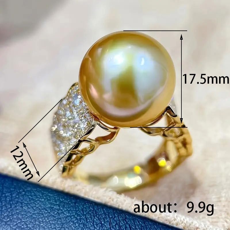 Round Faux Pearl Ring for Women – Gold Plated Band with Pave Cubic Zirconia, Elegant Niche Statement Jewelry Gift for Her, Birthday & Anniversary Present for Wife, Best Friend or Sister image 4