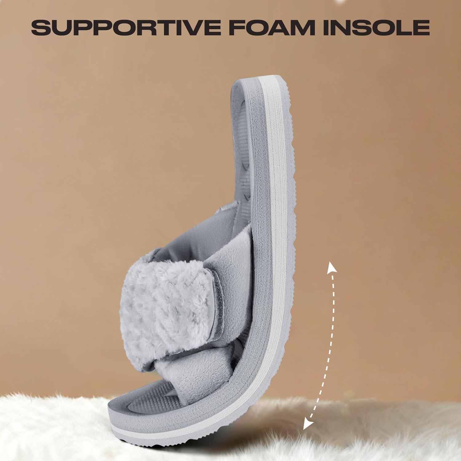 House Slippers for Women - Cozy Adjustable Open Toe Slides - Slip On Indoor Outdoor Non-slip Ladies House Shoes - Image 4