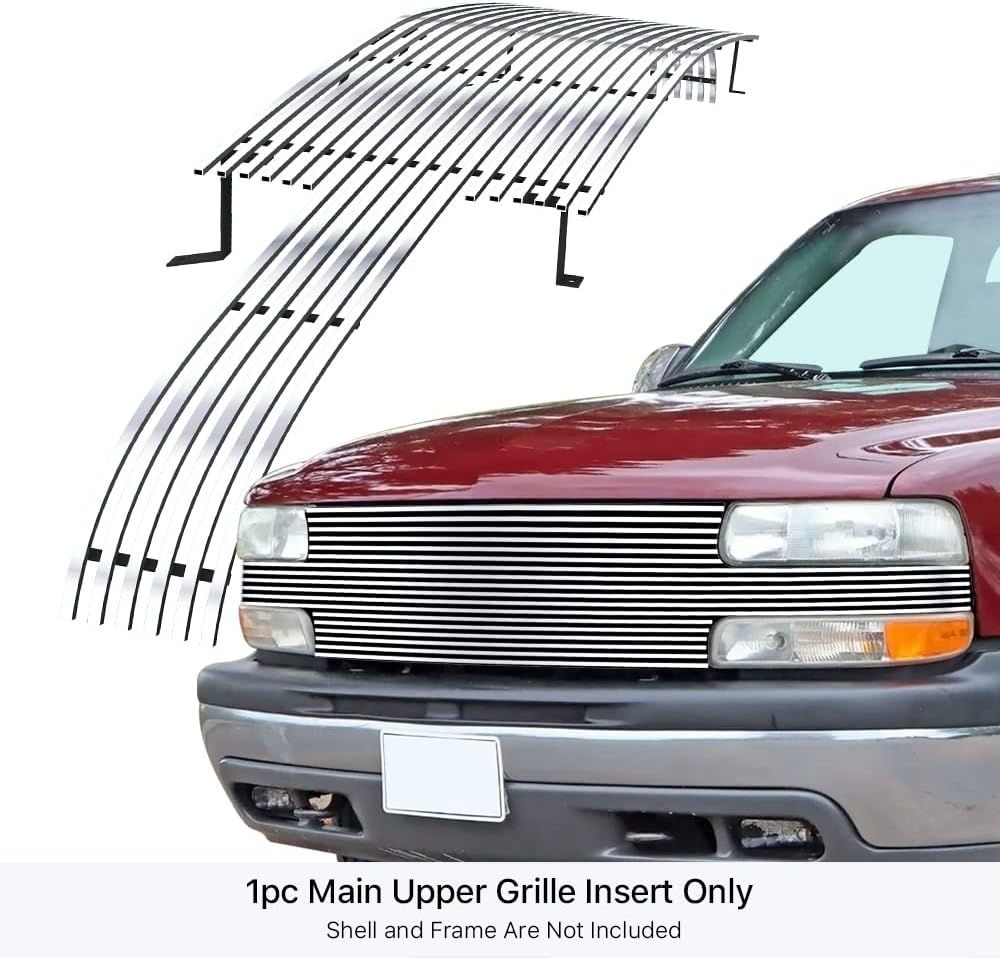 APS Compatible with 1999-2002 Chevy Silverado 1500 Full Open Face Main Upper Billet Grille C85025A