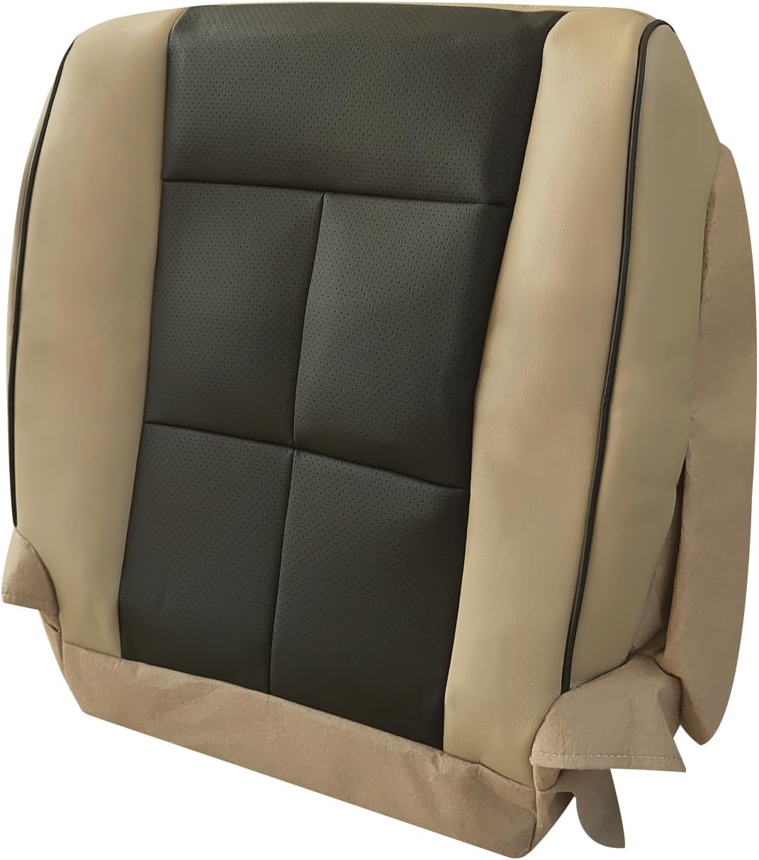 Driver Side Bottom Seat Cover Perforated Fits for Lincoln Navigator 2007-2014 Microfiber Leather, Tan/Black