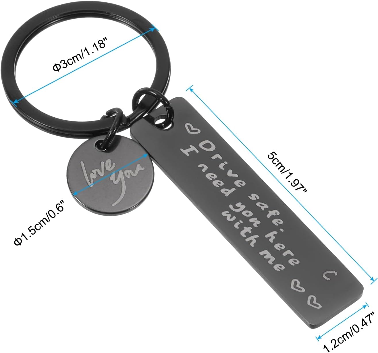 PATIKIL Drive Safe Love You Keychain, Letter Charm I Need You Here with Me Custom Keychains with Gift Box for Him Men Gifts