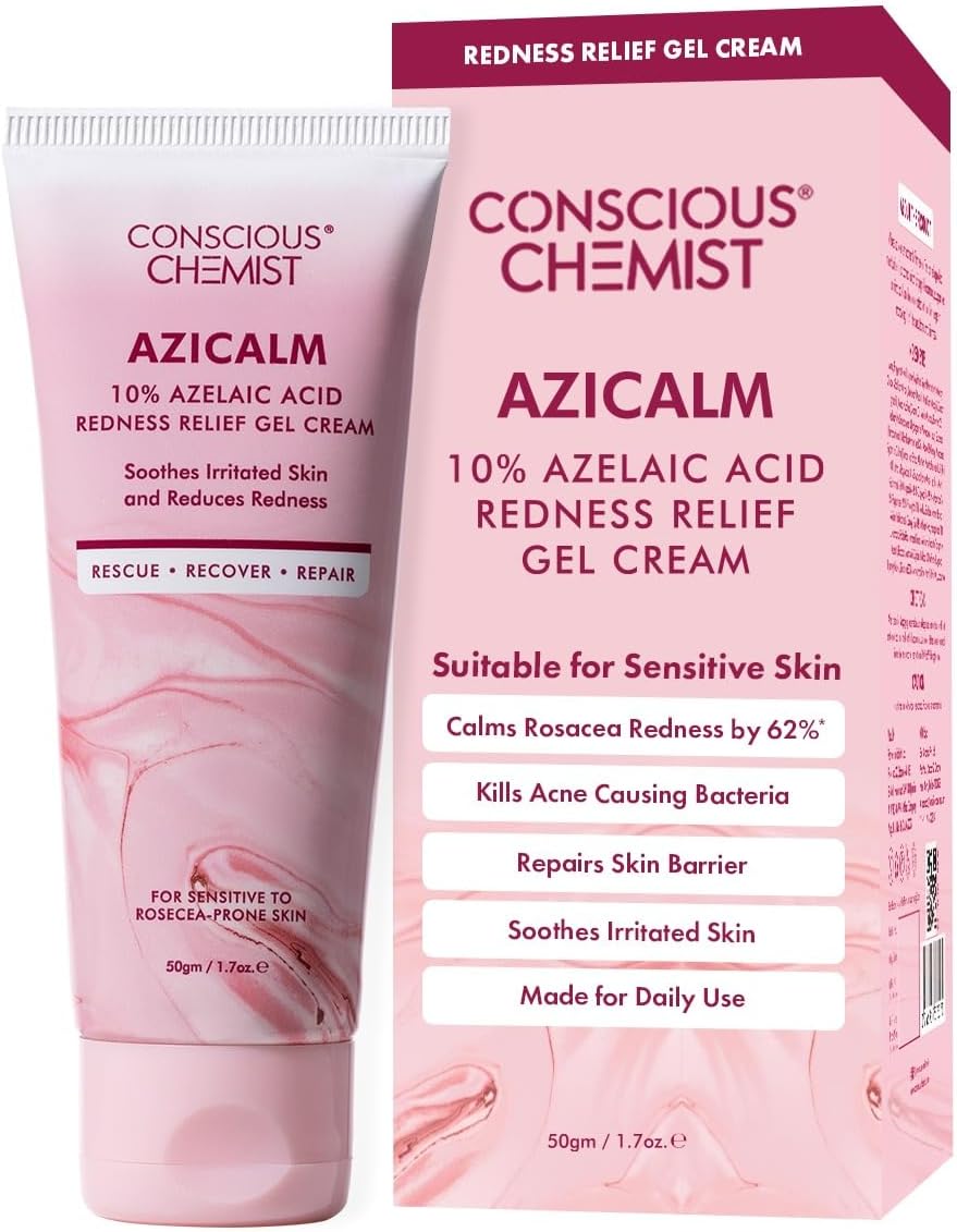 Conscious Chemist® 10% Azelaic Acid Cream | 50g | Face Cream, Redness Relief, Soothe Irritation & Inflammation, Acne Treatment, For Sensitive To Rosacea, Prone Skin & All Skin Types - Azicalm