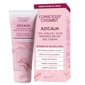 Conscious Chemist 10% Azelaic Acid Cream 50g | Face Moisturizer for Acne-Prone Skin, Redness Relief & Irritation | For Men & Women | All Skin Types | Azicalm