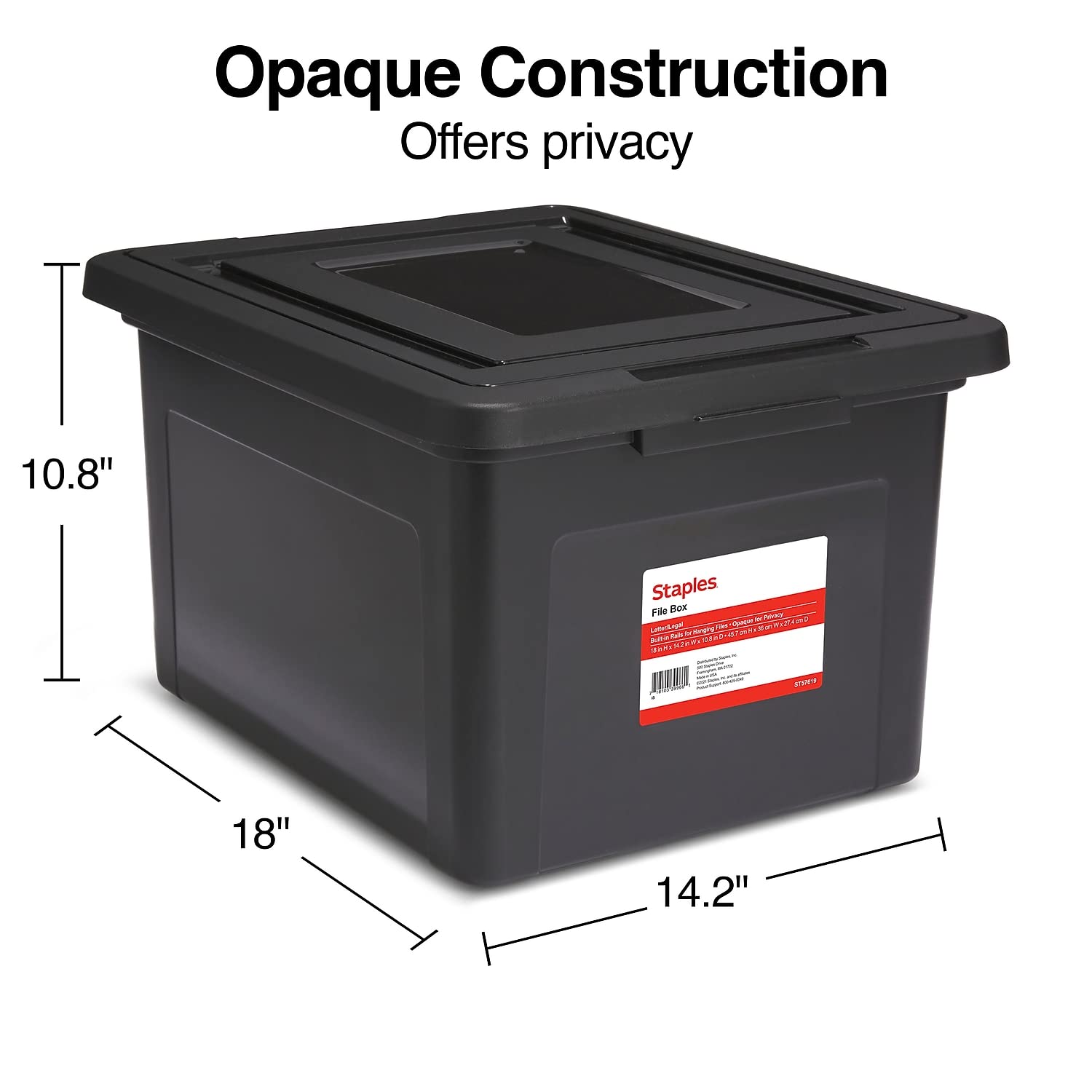 Staples Hängeregistraturbox, Schnappdeckel, Buchstaben-/Rechtsgröße, schwarz, 1 Stück