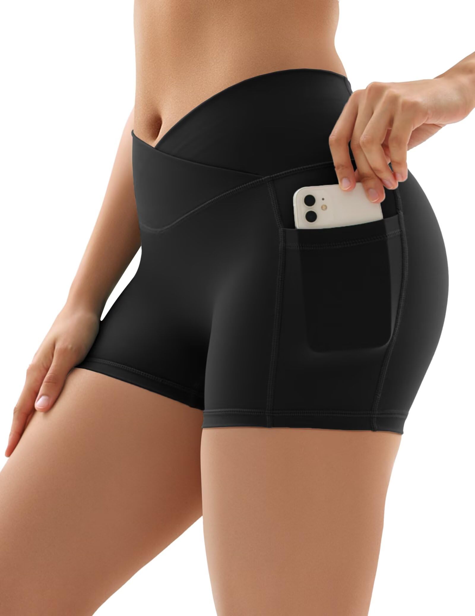 vertvie Gym Shorts Women's V Cross Sports Shorts with Pockets Push Up Butt High Waist Seamless Yoga Short Shorts Opaque Seamless Summer Leggings Fitness-picture-4