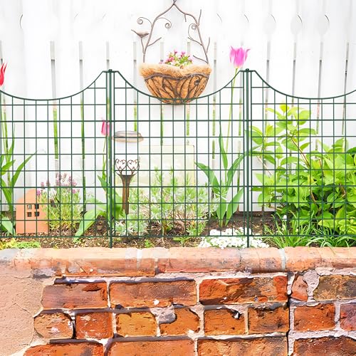 FIVMEN Teichzaun Steckzaun Metall 10 Zaunelemente inkl. 12 Befestigungsstäben Gartenzaun für Dekorative Zäun Hunde Garten, Typ B