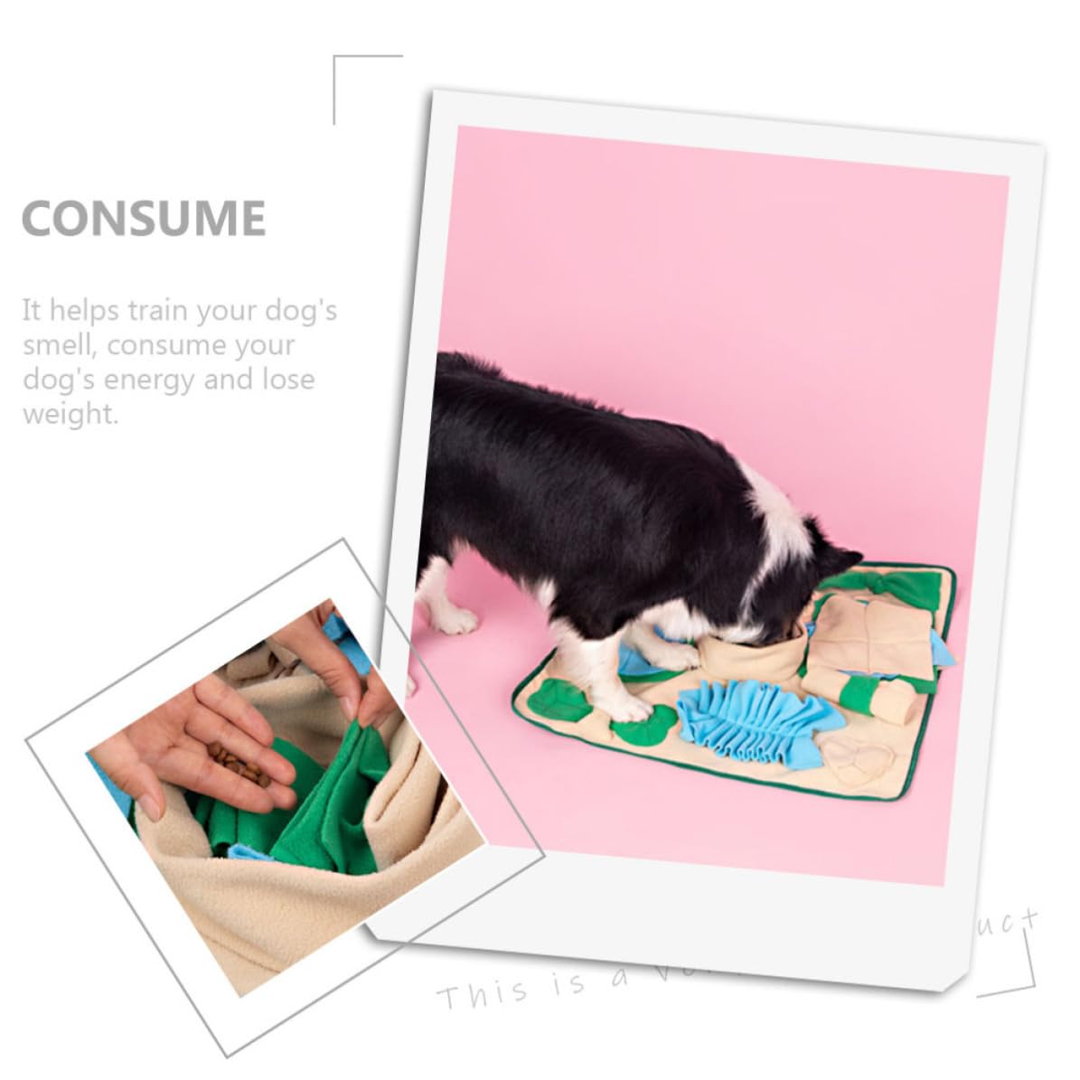 KALLORY Schnüffelmatte zur Beschäftigung und Langsamen Fressen aus Polar Fleece für Hunde und Katzen mit Realistischem Design Futtersuchspiel Haustierzubehör für Training