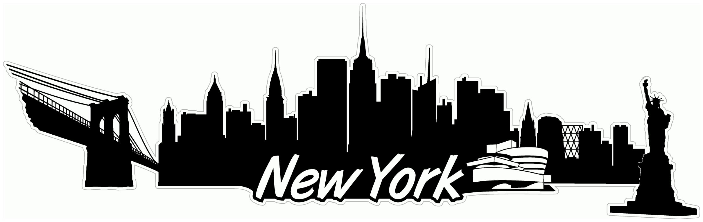 Samunshi® New York Skyline - Adesivo per auto, motivo città, 15 x 4,6 cm, colore: Nero