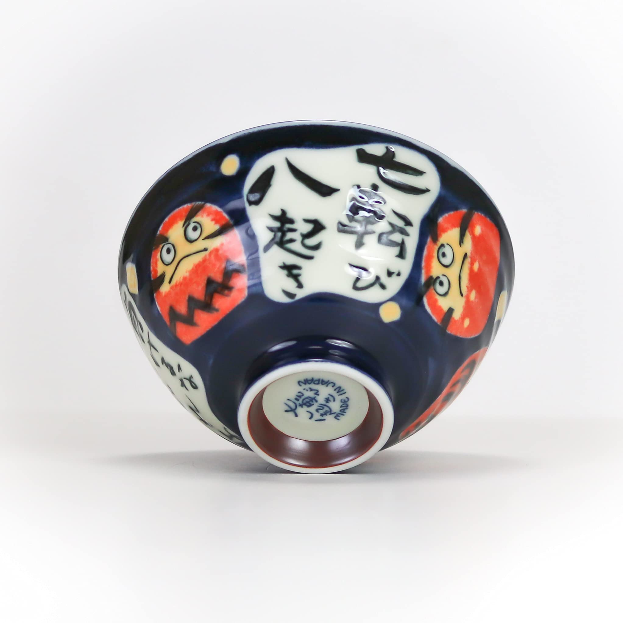 SushisushiBowl, Blue with Red Daruma 125x66mm (Japanese Made)