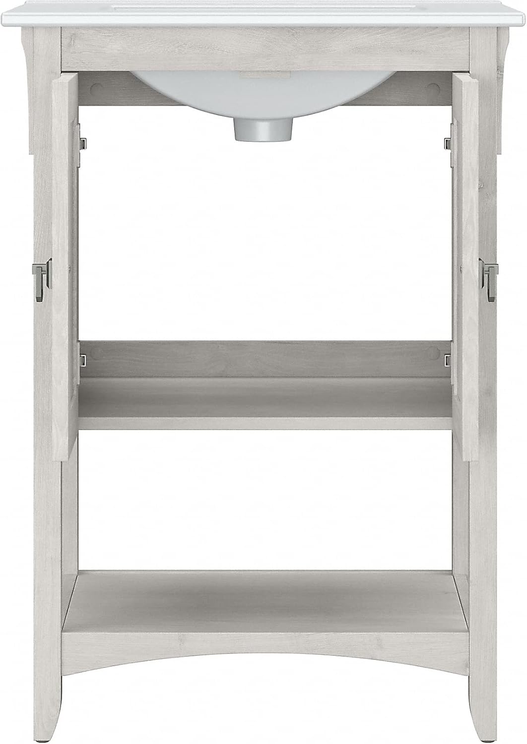 Bush Home Salinas 48W Double Vanity Set with Sinks and Medicine Cabinets in Linen White Oak