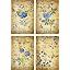 Blue Flowers on Vintage Script and Music Notes - 2 Sheets