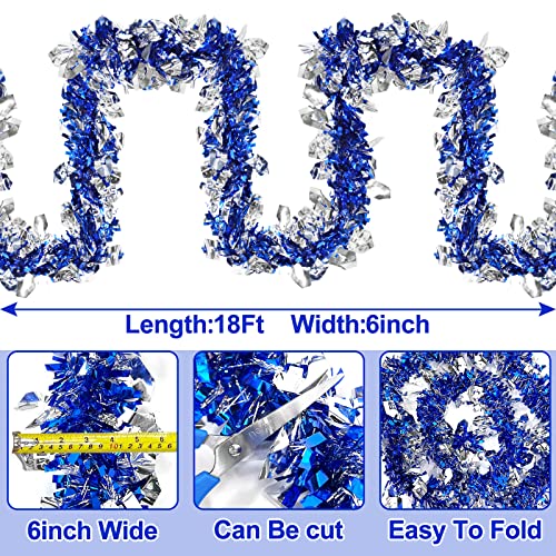 Turnmeon 18 Ft By 6 Inch Hanukkah Tinsel Garland, Hanukkah Decorations With Dreidel Silver Ornaments Blue Metallic Streamers Indoor Outdoor Chanukah Hanukkah Decoration Home Party Supplies #TOP1