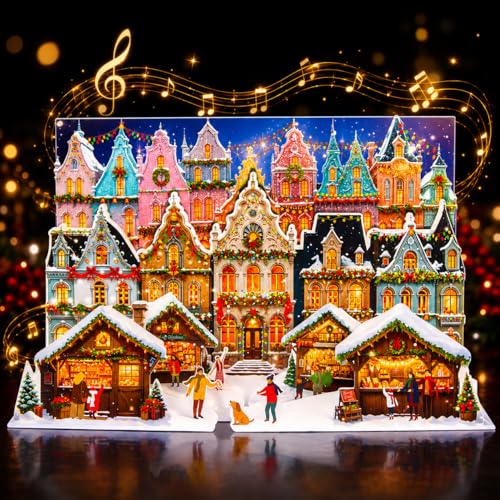 APOTODITO Christmas Cards, Musical Pop Up Cards Christmas Houses